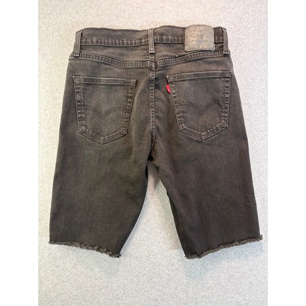 Levi's 502 Regular Taper Denim‎ Shorts Mens 32 Black Raw Hem Cut Off 36555-0295